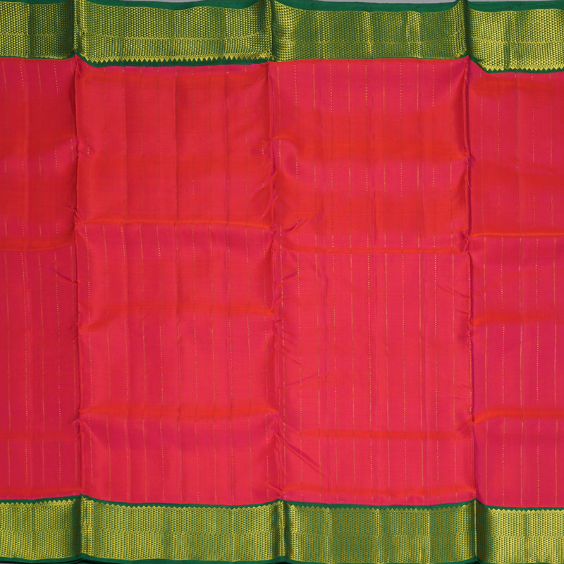 Hayagrivas Handloom Rani Pink Ten Yards Silk Saree with Green Border KBF195E8-1