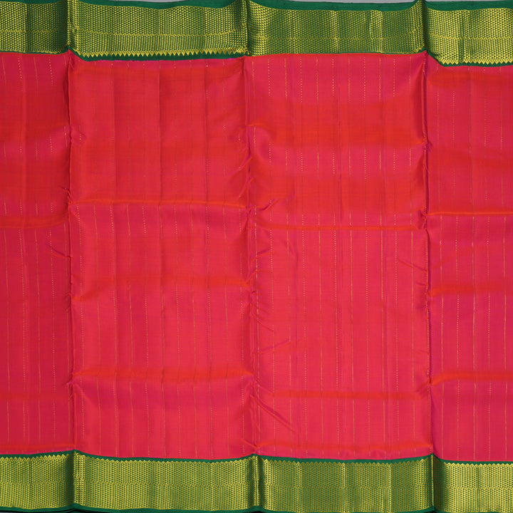 Hayagrivas Handloom Rani Pink Ten Yards Silk Saree with Green Border KBF195E8-1