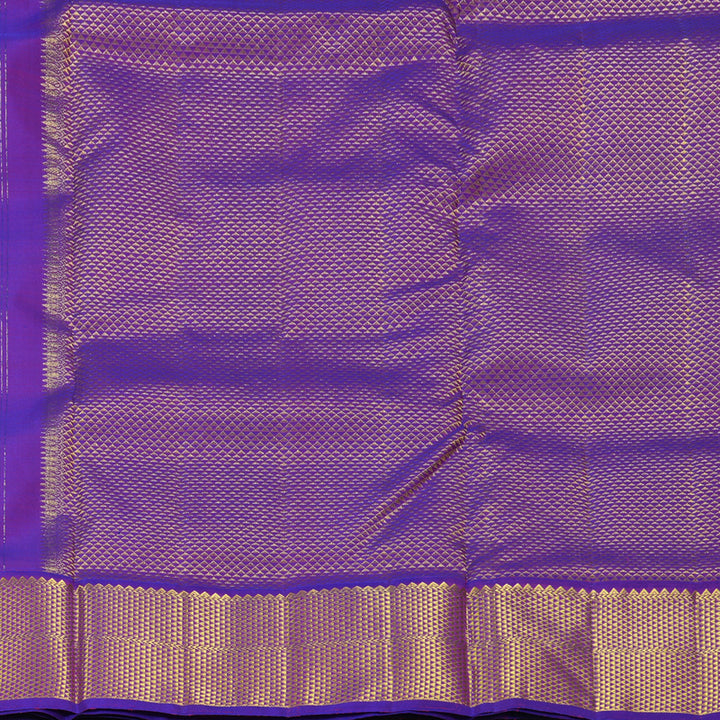 Hayagrivas Handloom Fluorescent Green Ten Yards Silk Saree with Purple Border KBF195E8-2
