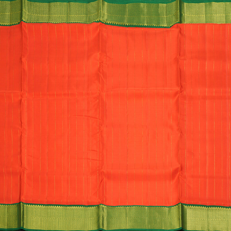 Hayagrivas Handloom Orange Ten Yards Silk Saree with Green Border KBF195E8-3