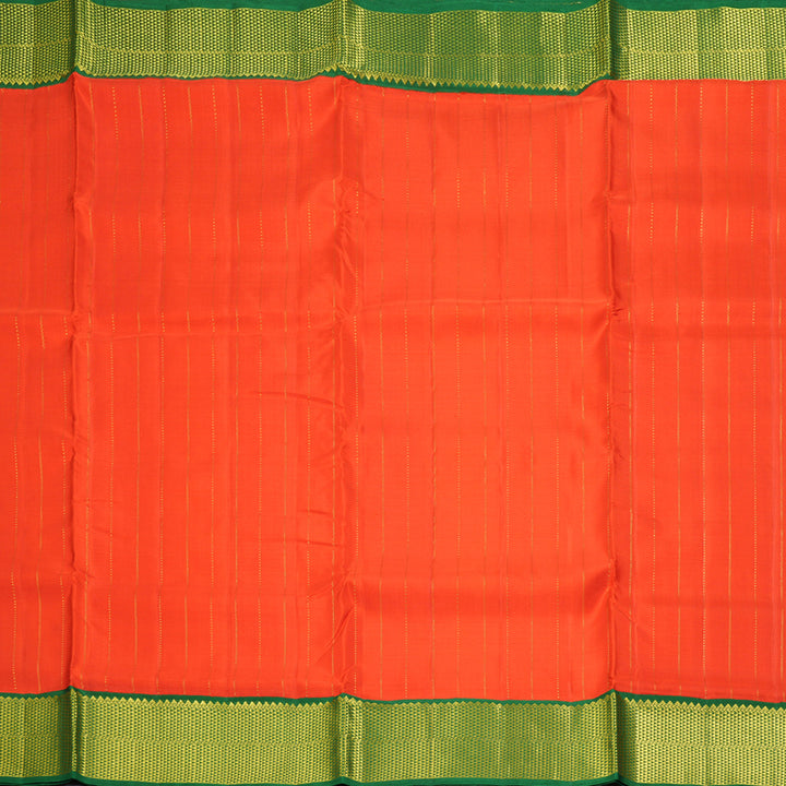 Hayagrivas Handloom Orange Ten Yards Silk Saree with Green Border KBF195E8-3
