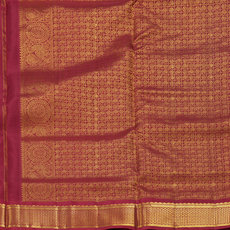 Hayagrivas Handloom MS Blue Ten Yards Silk Saree with Maroon Border KBF195E9-1