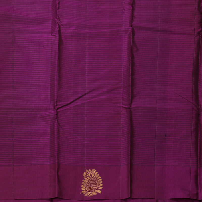 Hayagrivas Handloom Rust Orange Kanjivaram Silk Saree with Purple Border KBF196E1-1