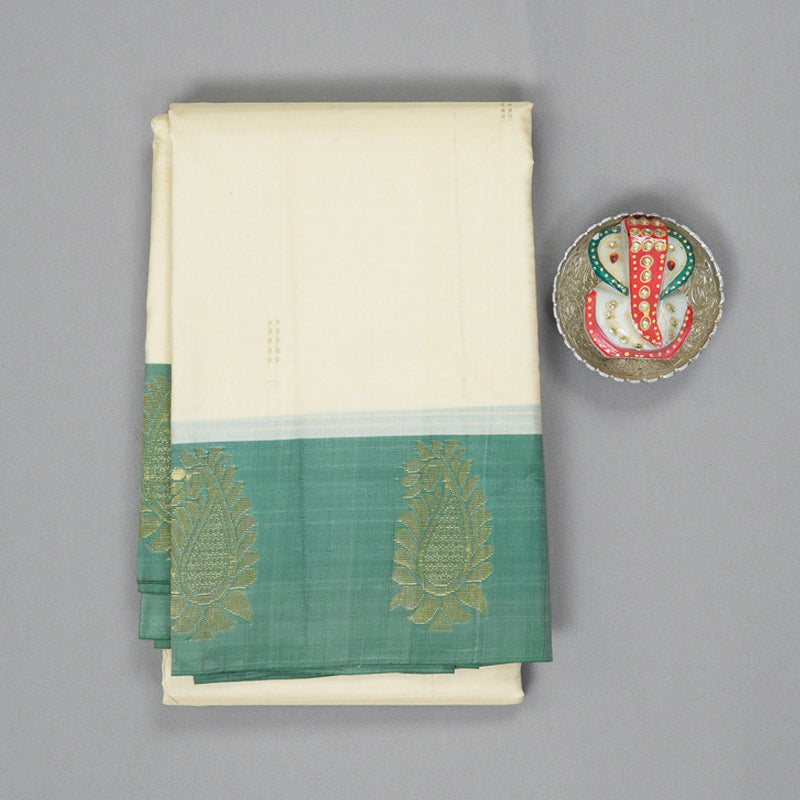 Hayagrivas Handloom Half-White Kanjivaram Silk Saree KBF196E1-11