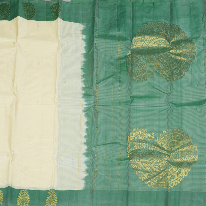 Hayagrivas Handloom Half-White Kanjivaram Silk Saree KBF196E1-11