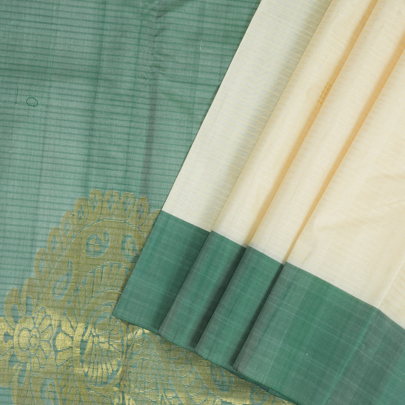 Hayagrivas Handloom Half-White Kanjivaram Silk Saree KBF196E1-11