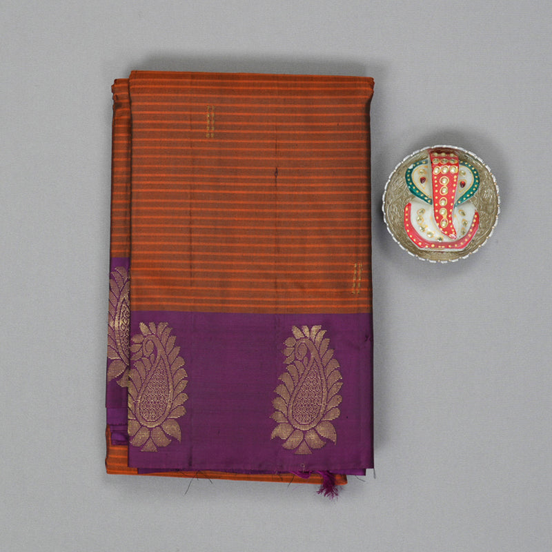 Hayagrivas Handloom Rust Orange Kanjivaram Silk Saree KBF196E1-2