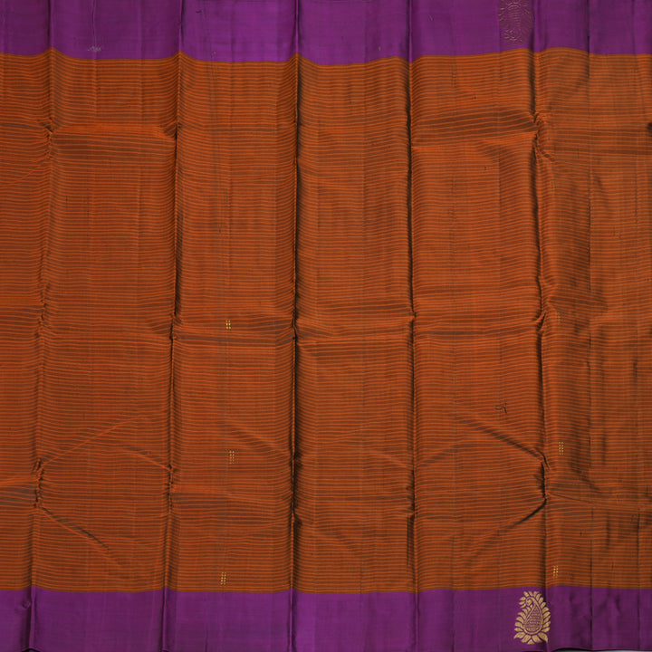 Hayagrivas Handloom Rust Orange Kanjivaram Silk Saree KBF196E1-2