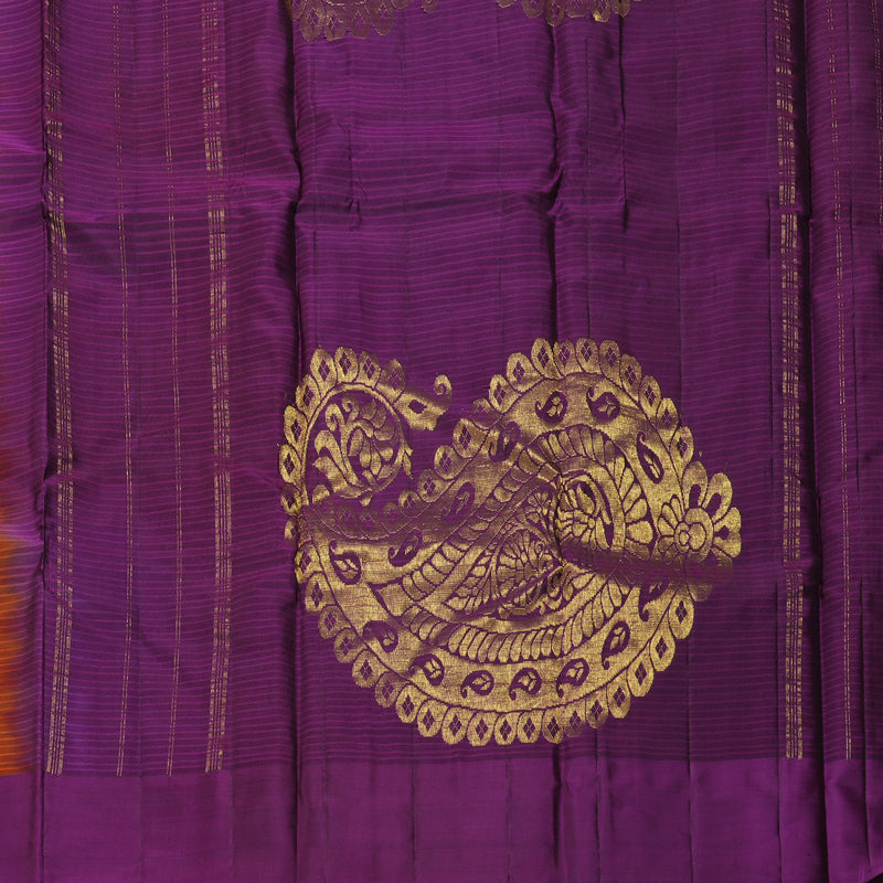 Hayagrivas Handloom Rust Orange Kanjivaram Silk Saree KBF196E1-2