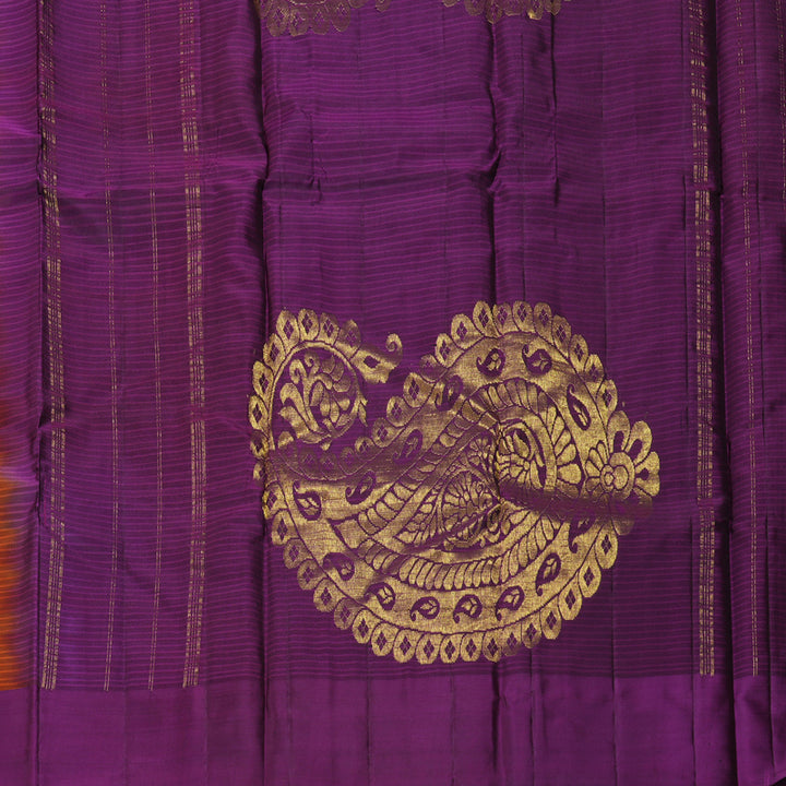 Hayagrivas Handloom Rust Orange Kanjivaram Silk Saree KBF196E1-2
