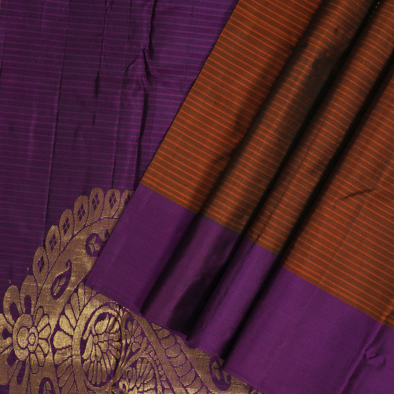 Hayagrivas Handloom Rust Orange Kanjivaram Silk Saree KBF196E1-2