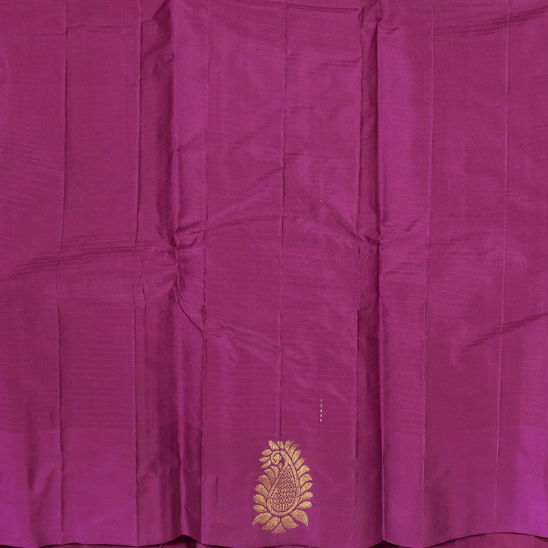 Hayagrivas Handloom Mango Yellow Kanjivaram Silk Sarees with Purple Border KBF196E1-9