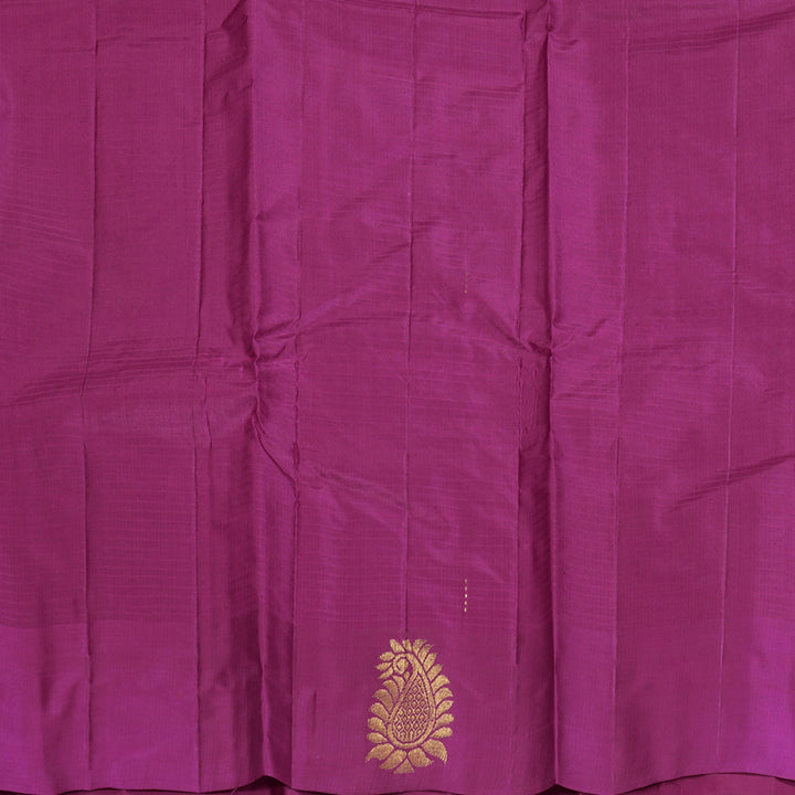 Hayagrivas Handloom Mango Yellow Kanjivaram Silk Sarees with Purple Border KBF196E1-9