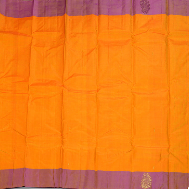 Hayagrivas Handloom Mango Yellow Kanjivaram Silk Sarees with Purple Border KBF196E1-9