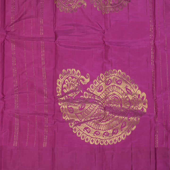 Hayagrivas Handloom Mango Yellow Kanjivaram Silk Sarees with Purple Border KBF196E1-9