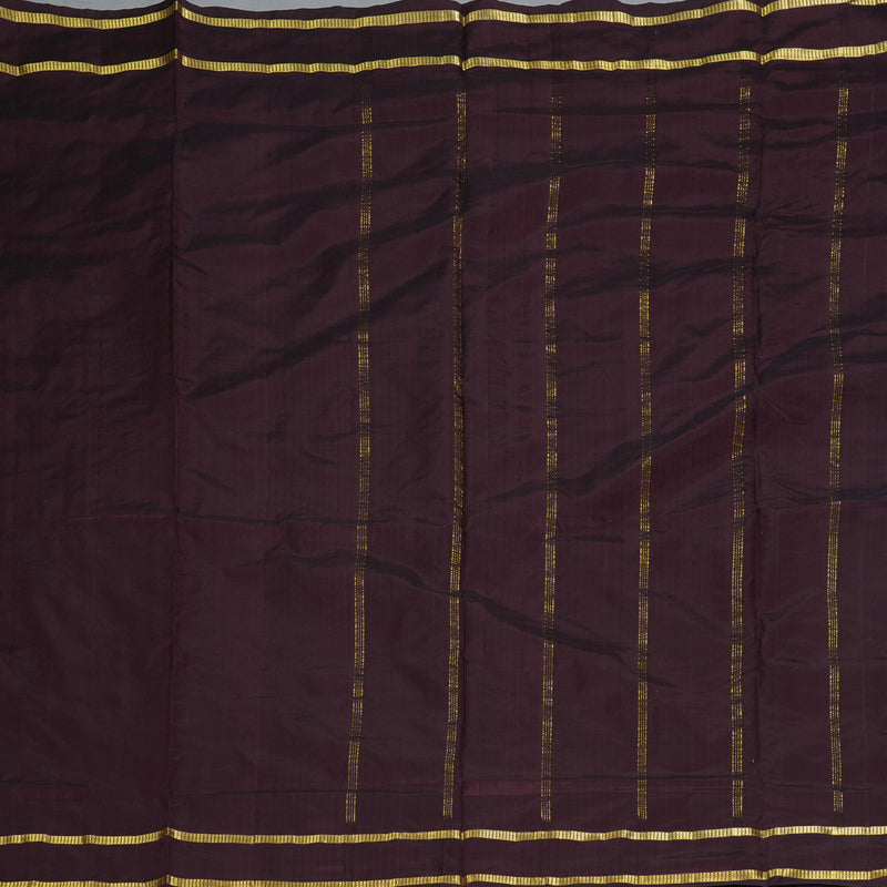Hayagrivas Handloom Coffee Brown Ten Yards Silk Saree KBF197E1-12