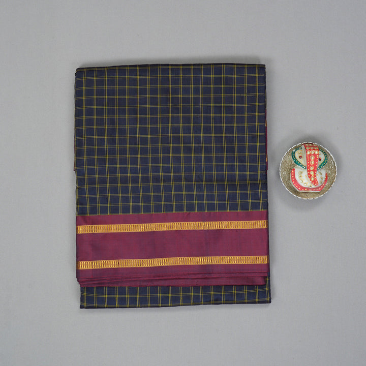 Hayagrivas Handloom Navy Blue Ten Yards Silk Saree KBF197E1-2