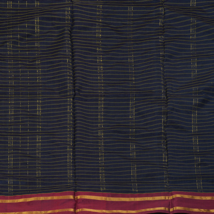Hayagrivas Handloom Navy Blue Ten Yards Silk Saree KBF197E1-2