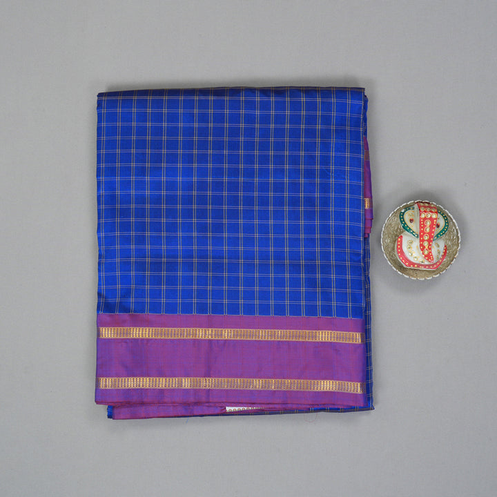 Hayagrivas Handloom MS Blue Ten Yards Silk Saree KBF197E1-3