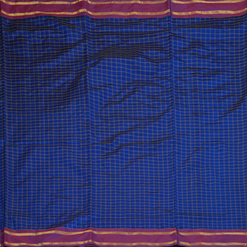 Hayagrivas Handloom MS Blue Ten Yards Silk Saree KBF197E1-3