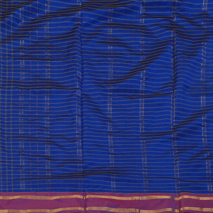Hayagrivas Handloom MS Blue Ten Yards Silk Saree KBF197E1-3