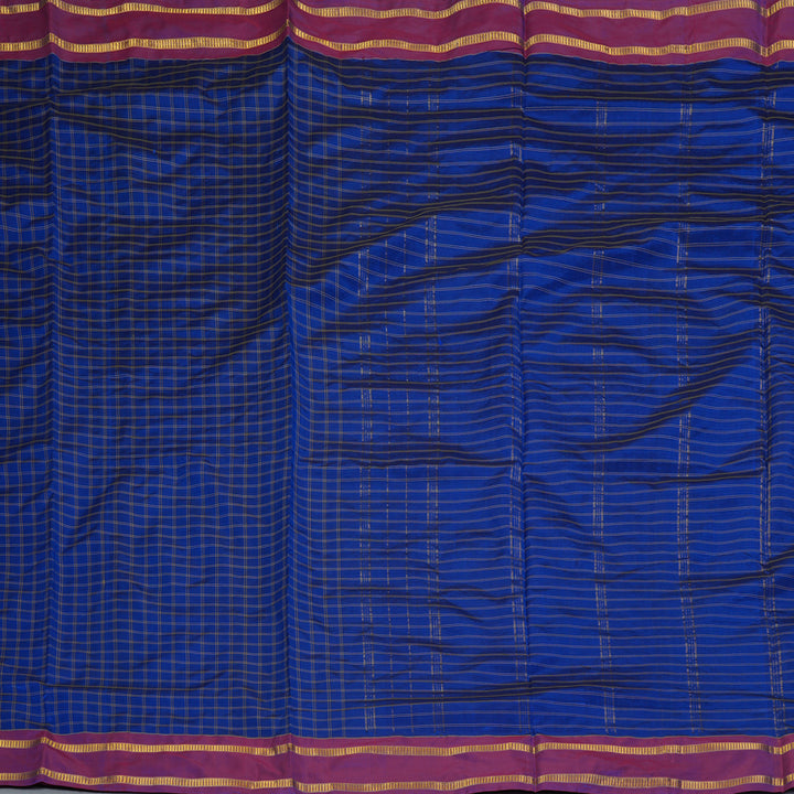 Hayagrivas Handloom MS Blue Ten Yards Silk Saree KBF197E1-3