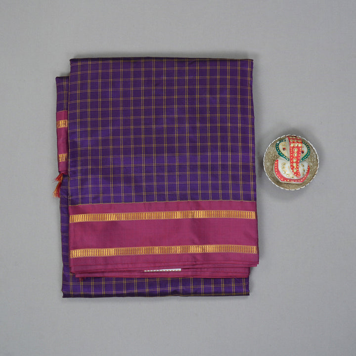 Hayagrivas Handloom Violet Ten Yards Silk Saree KBF197E1-5
