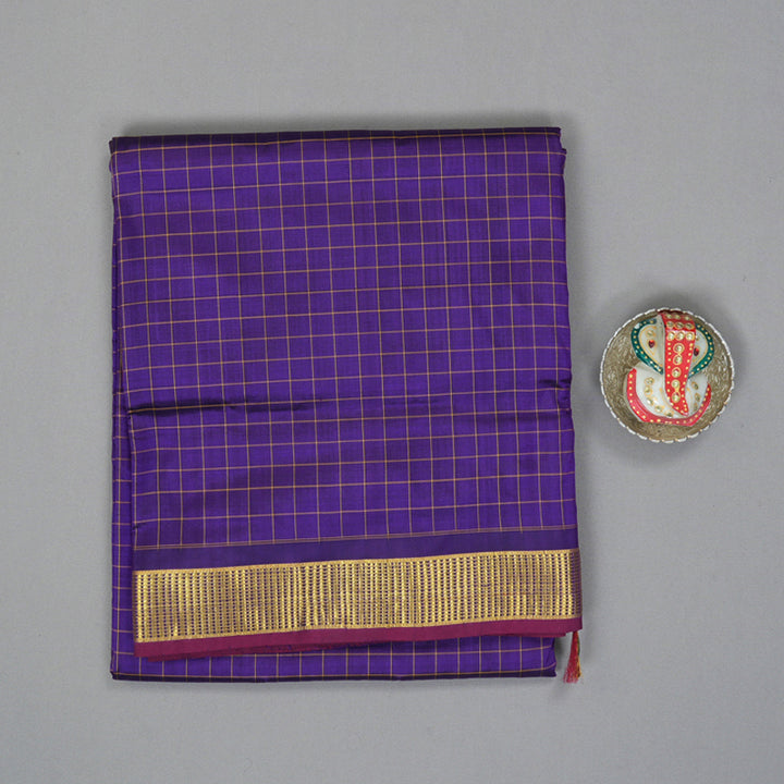 Hayagrivas Handloom Violet Ten Yards Silk Saree KBF197E3-1