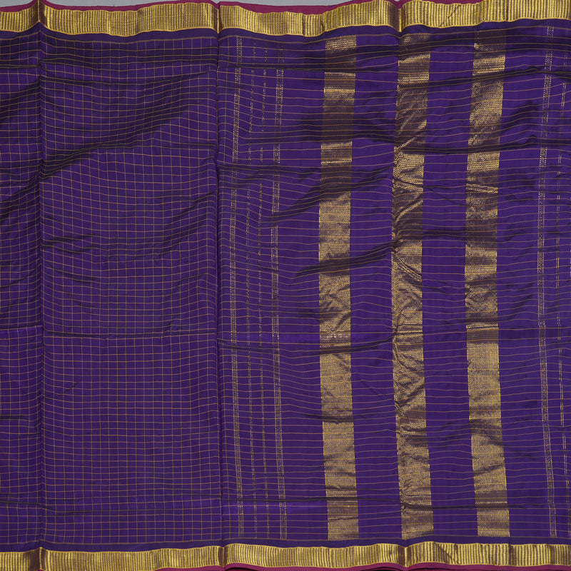 Hayagrivas Handloom Violet Ten Yards Silk Saree KBF197E3-1
