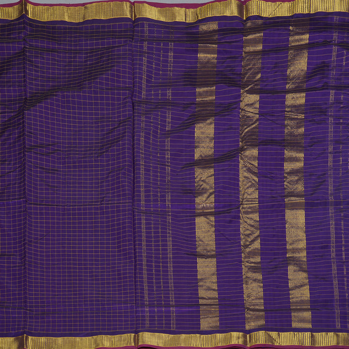 Hayagrivas Handloom Violet Ten Yards Silk Saree KBF197E3-1