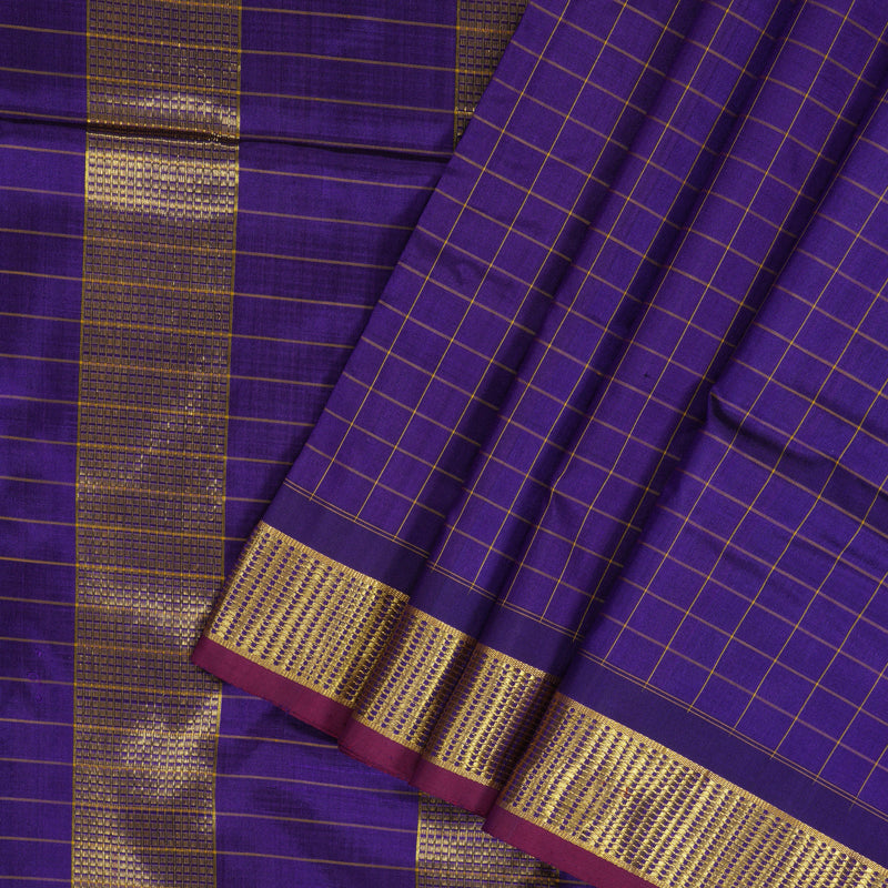 Hayagrivas Handloom Violet Ten Yards Silk Saree KBF197E3-1