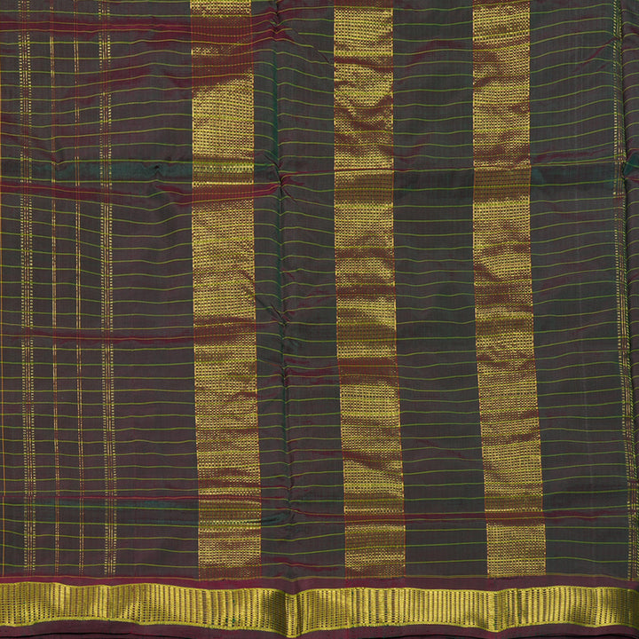 Hayagrivas Handloom Manthalir Green Ten Yards Silk Saree KBF197E3-2