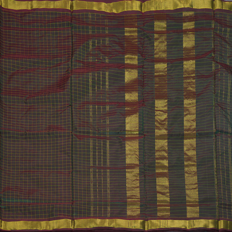 Hayagrivas Handloom Manthalir Green Ten Yards Silk Saree KBF197E3-2