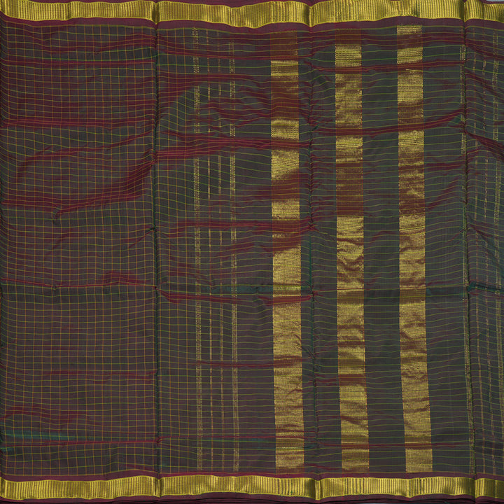 Hayagrivas Handloom Manthalir Green Ten Yards Silk Saree KBF197E3-2