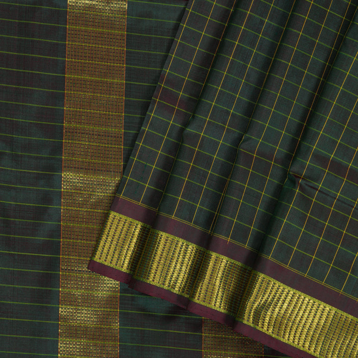 Hayagrivas Handloom Manthalir Green Ten Yards Silk Saree KBF197E3-2