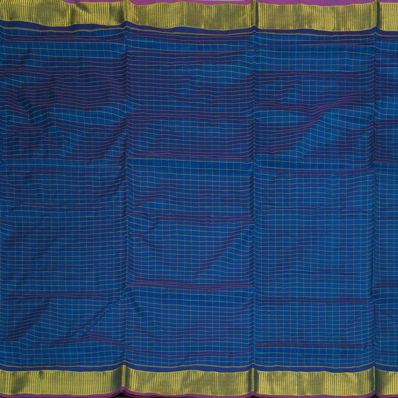 Hayagrivas Handloom Peacock Blue Ten Yards Silk Saree KBF197E4-1