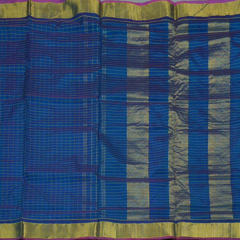 Hayagrivas Handloom Peacock Blue Ten Yards Silk Saree KBF197E4-1