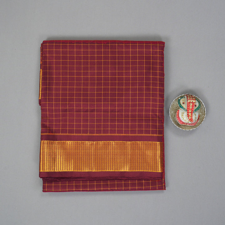 Hayagrivas Handloom Maroon Ten Yards Silk Saree KBF197E4-3