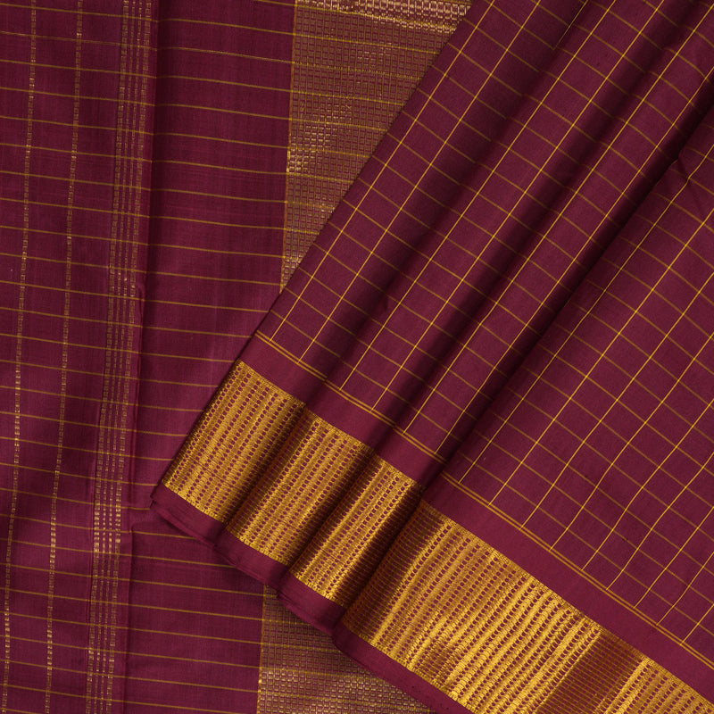 Hayagrivas Handloom Maroon Ten Yards Silk Saree KBF197E4-3
