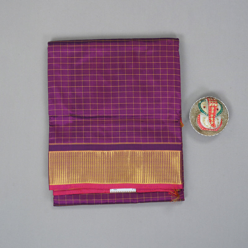 Hayagrivas Handloom Purple Ten Yards Silk Saree KBF197E4-4