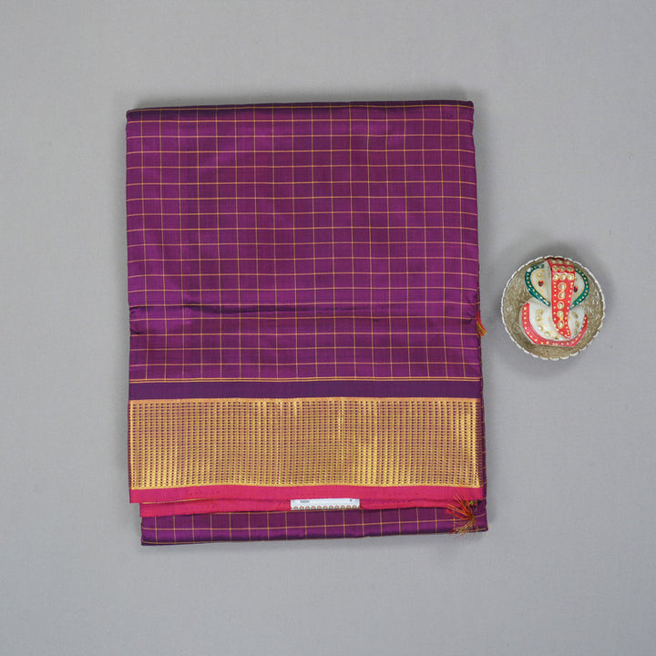 Hayagrivas Handloom Purple Ten Yards Silk Saree KBF197E4-4