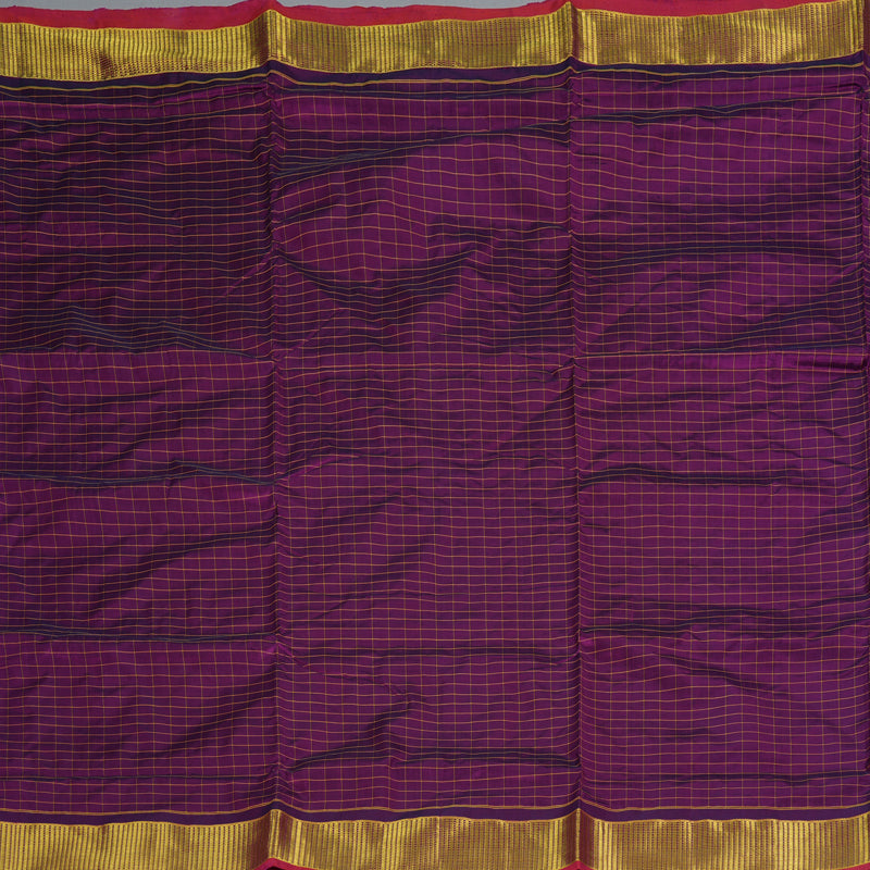 Hayagrivas Handloom Purple Ten Yards Silk Saree KBF197E4-4