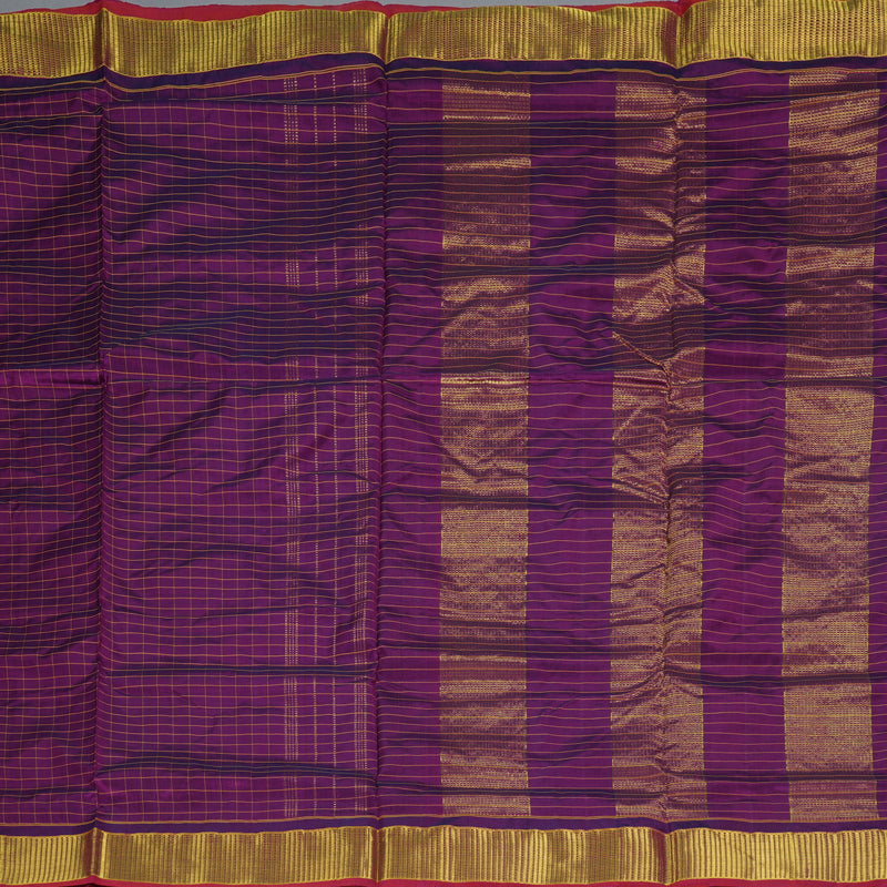 Hayagrivas Handloom Purple Ten Yards Silk Saree KBF197E4-4