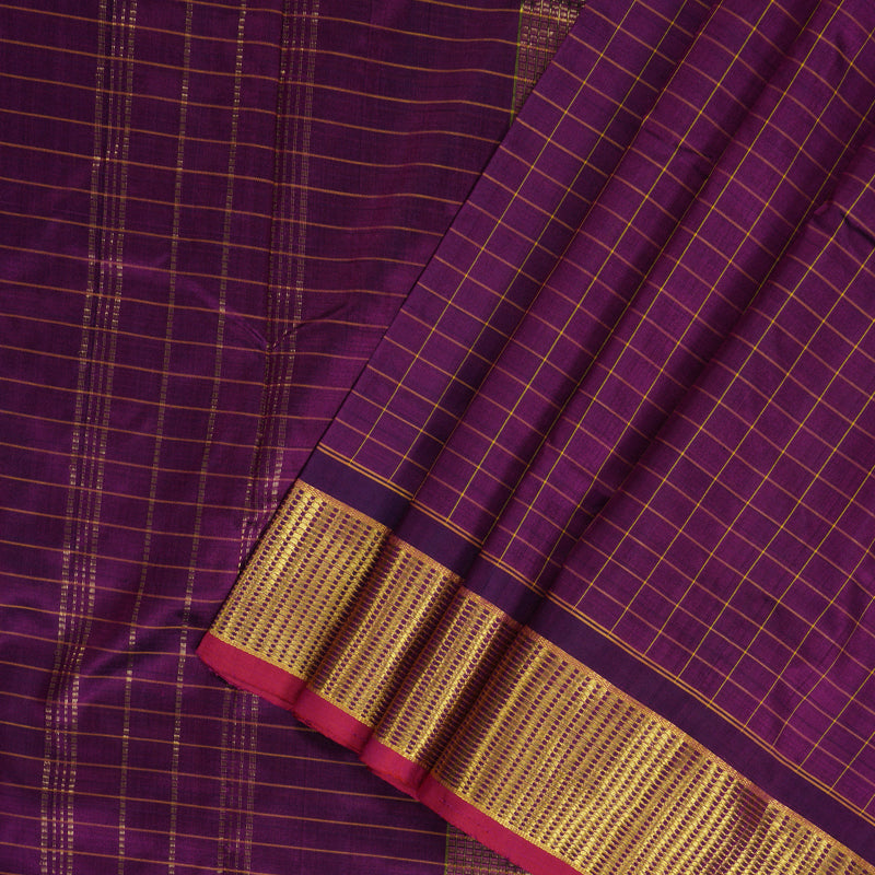 Hayagrivas Handloom Purple Ten Yards Silk Saree KBF197E4-4