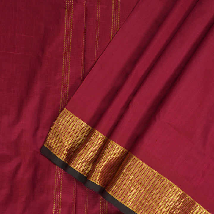 Hayagrivas Handloom Maroon Ten Yards Silk Saree KBF197E5-1