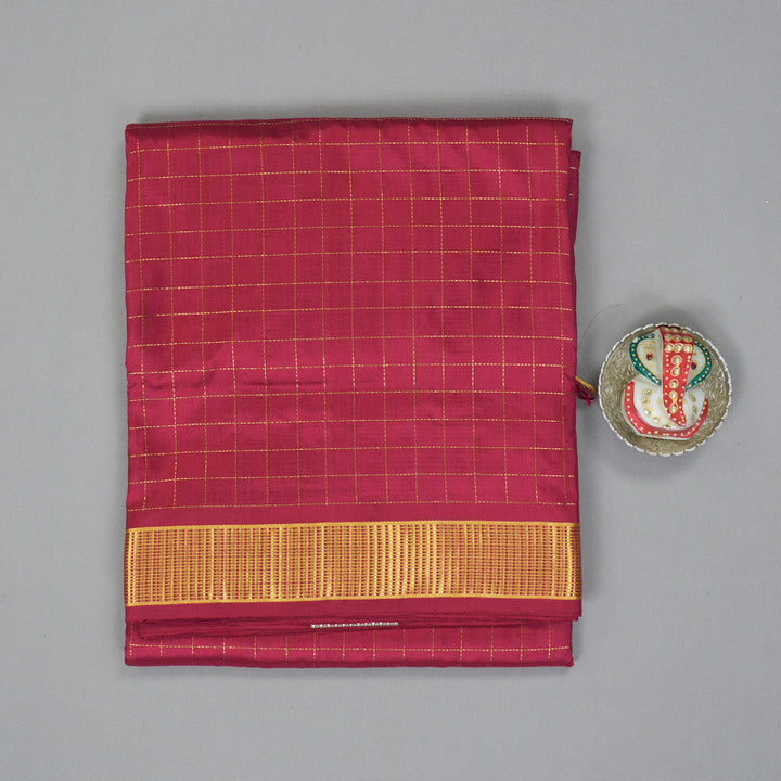 Hayagrivas Handloom Maroon Ten Yards Silk Saree KBF197E6-1