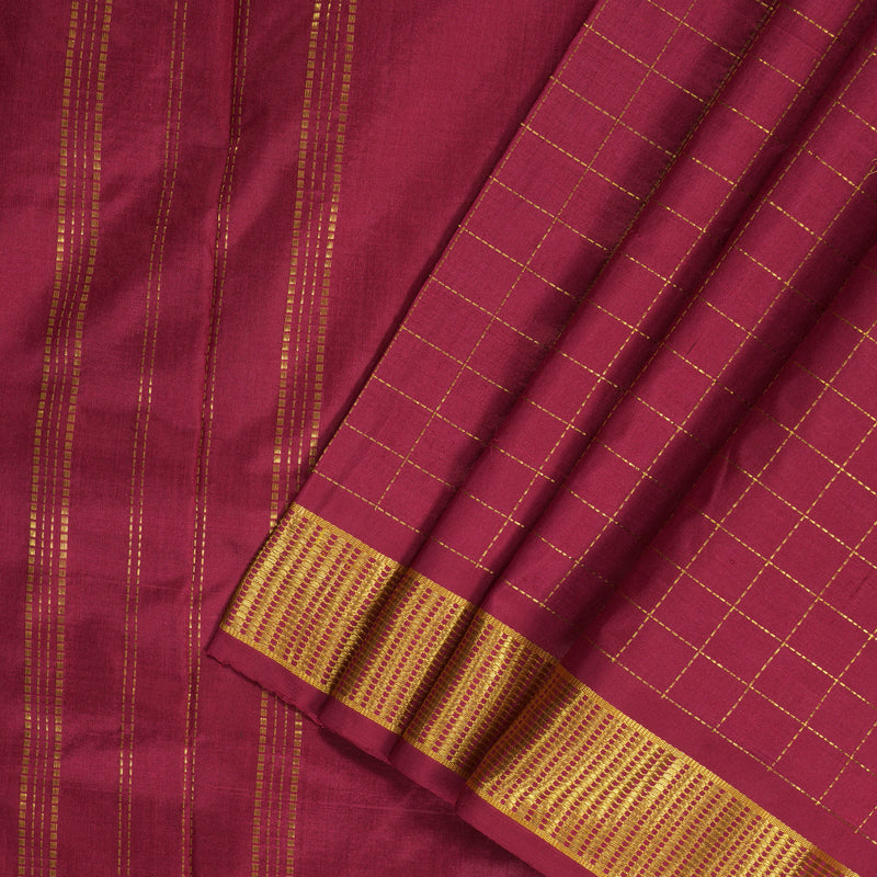 Hayagrivas Handloom Maroon Ten Yards Silk Saree KBF197E6-1