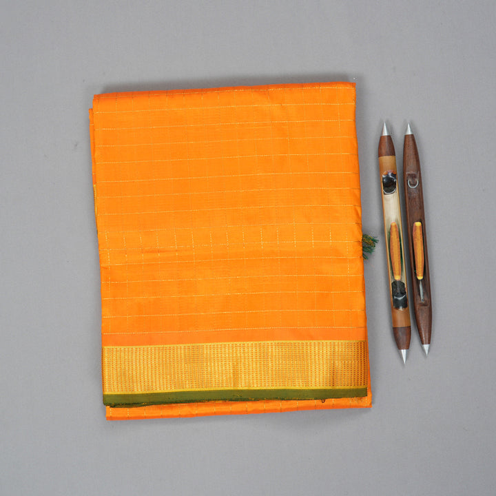 Hayagrivas Handloom Mango Yellow Ten Yards Silk Saree KBF197E6-2