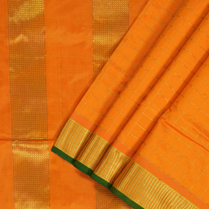 Hayagrivas Handloom Mango Yellow Ten Yards Silk Saree KBF197E6-2