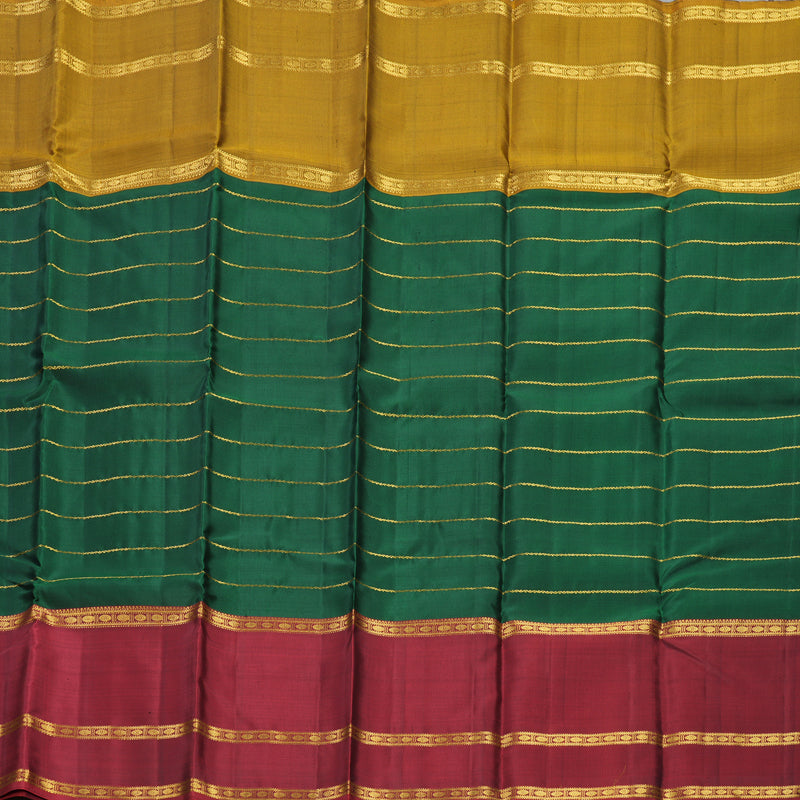 Hayagrivas Handloom Bottle Green Kanjivaram Silk Saree with Ganga Jamuna Border KBF198E10-1